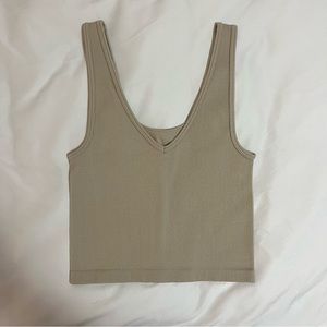 Aeropostale Seriously Soft Seamless 2-way Cropped Tank Tan Beige Size Small